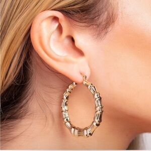 18k Gold Plated Textured Hoop Earrings